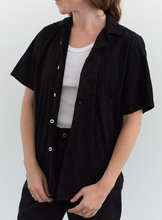 Load image into Gallery viewer, Vintage Black Short Sleeve Loop Collar Shirt
