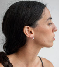 Load image into Gallery viewer, Baroque Pearl Crescent Hoops
