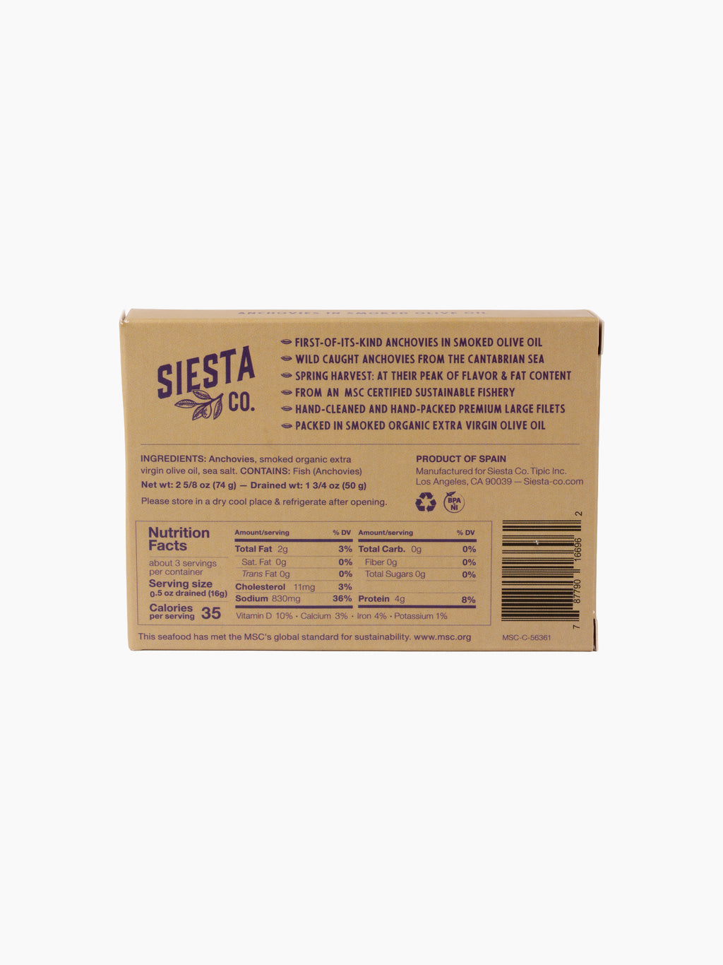 Cantabrian Anchovies in Smoked Organic Extra Virgin Olive Oil