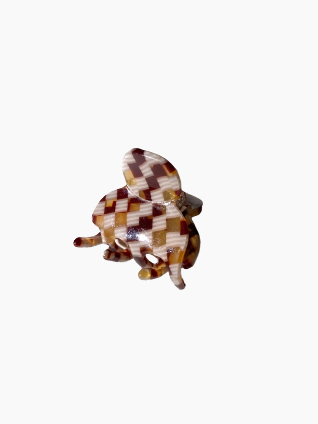 Mini Checkered Claw Clip | Beige