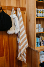 Organic Cotton Terry Beach Towel | Almond Stripe