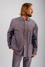 Organic Poplin Striped Sleepwear Long Sleeve Top