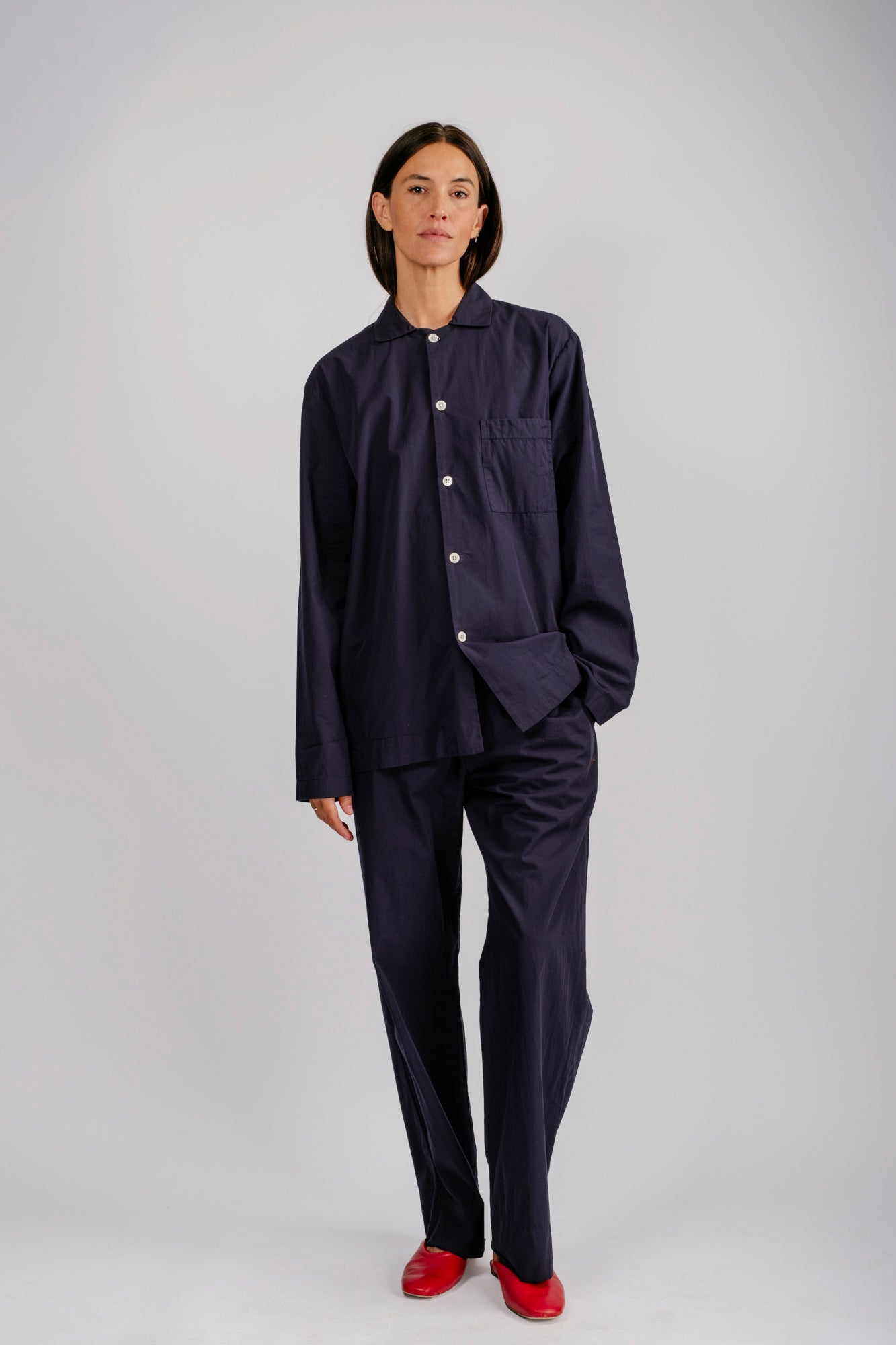 Organic Poplin Sleepwear Long Sleeve Top