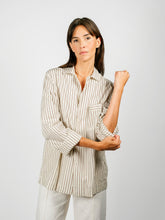 Load image into Gallery viewer, Organic Poplin Striped Sleepwear Long Sleeve Top| Hopper

