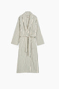 Organic Cotton Striped Bathrobe | Racing Green