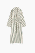 Organic Cotton Striped Bathrobe | Racing Green