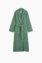 Organic Cotton Striped Bathrobe | Teal Green