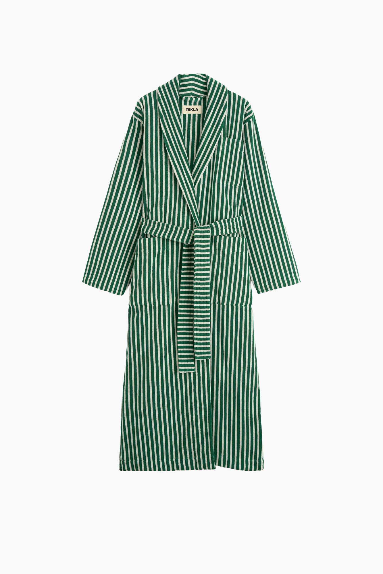 Organic Cotton Striped Bathrobe | Teal Green