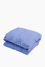 Organic Cotton Percale Bedding | Clear Blue Stripes