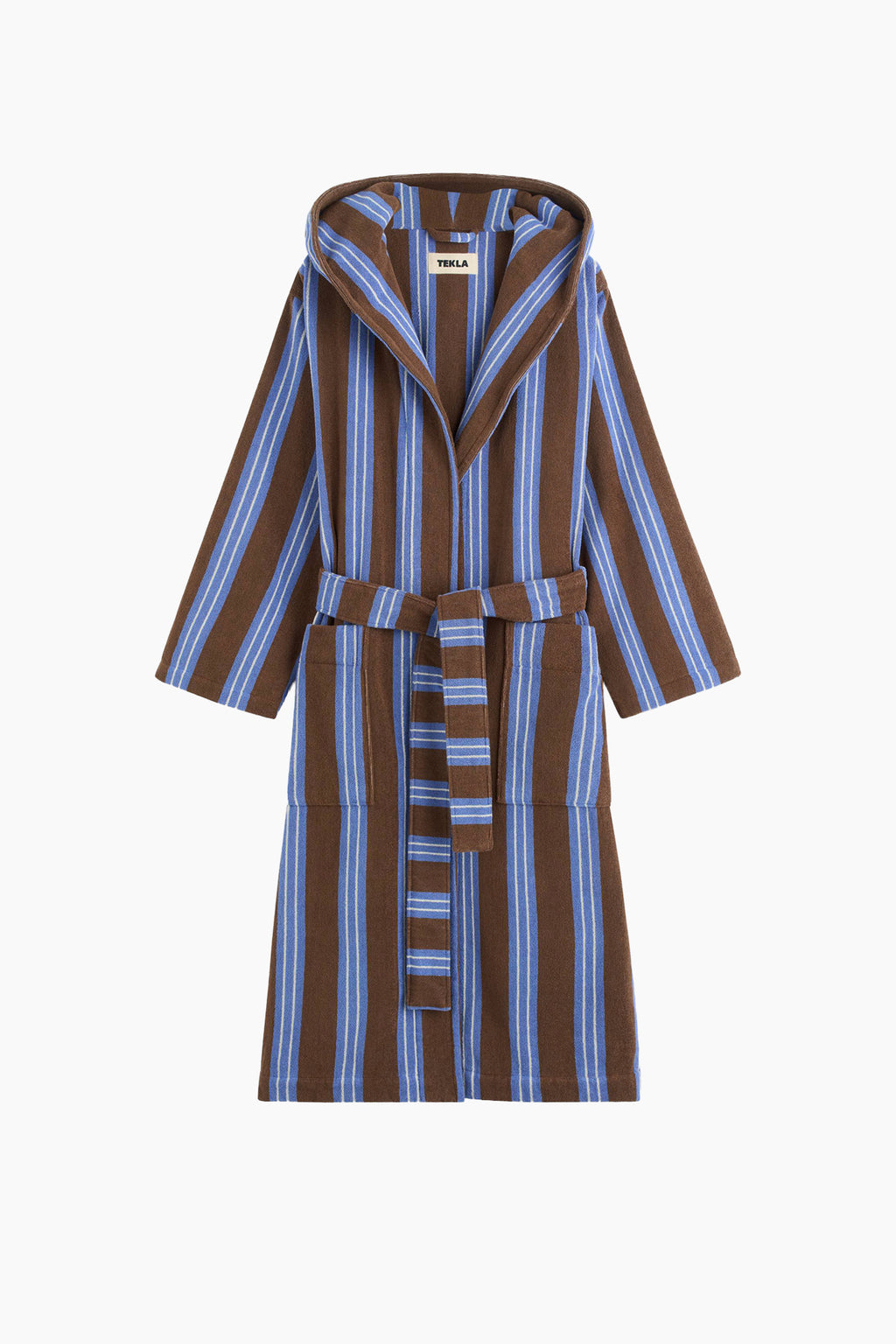 Organic Cotton Hooded Bathrobe | Chestnut Stripes