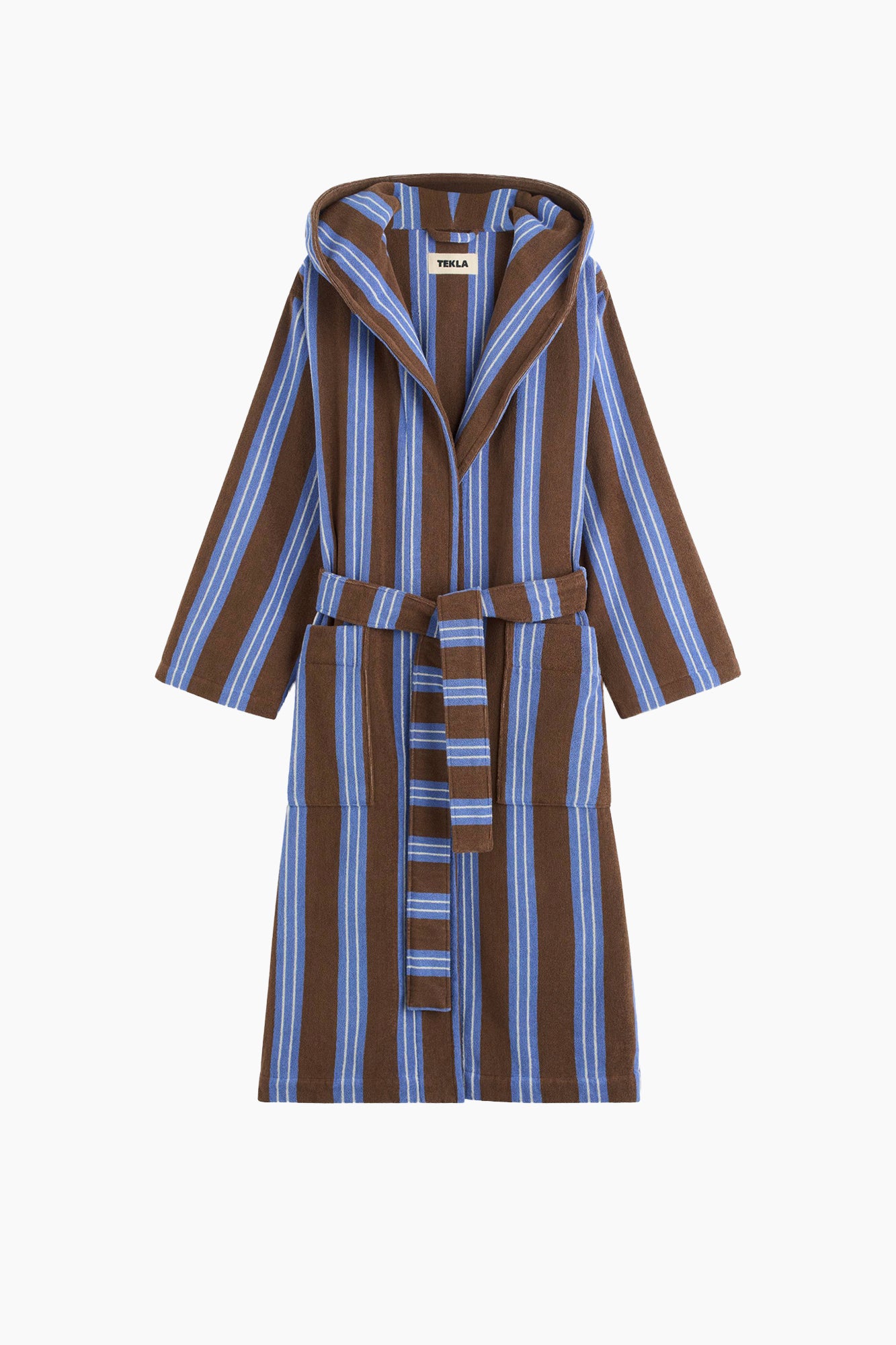 Organic Cotton Hooded Bathrobe | Chestnut Stripes