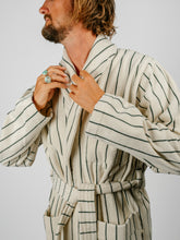 Load image into Gallery viewer, Organic Cotton Striped Bathrobe | Racing Green
