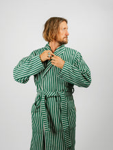 Load image into Gallery viewer, Organic Cotton Striped Bathrobe | Teal Green
