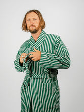 Load image into Gallery viewer, Organic Cotton Striped Bathrobe | Teal Green
