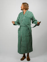 Load image into Gallery viewer, Organic Cotton Striped Bathrobe | Teal Green
