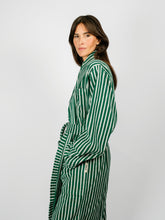 Load image into Gallery viewer, Organic Cotton Striped Bathrobe | Teal Green
