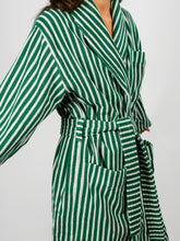 Load image into Gallery viewer, Organic Cotton Striped Bathrobe | Teal Green
