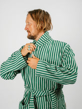 Load image into Gallery viewer, Organic Cotton Striped Bathrobe | Teal Green
