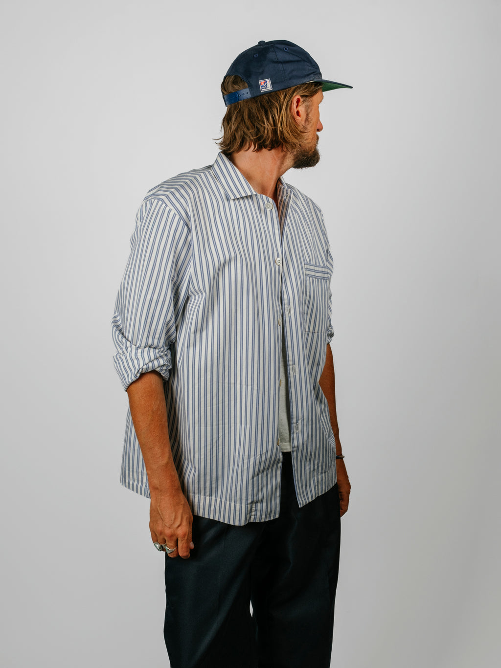 Organic Poplin Striped Sleepwear Long Sleeve Top