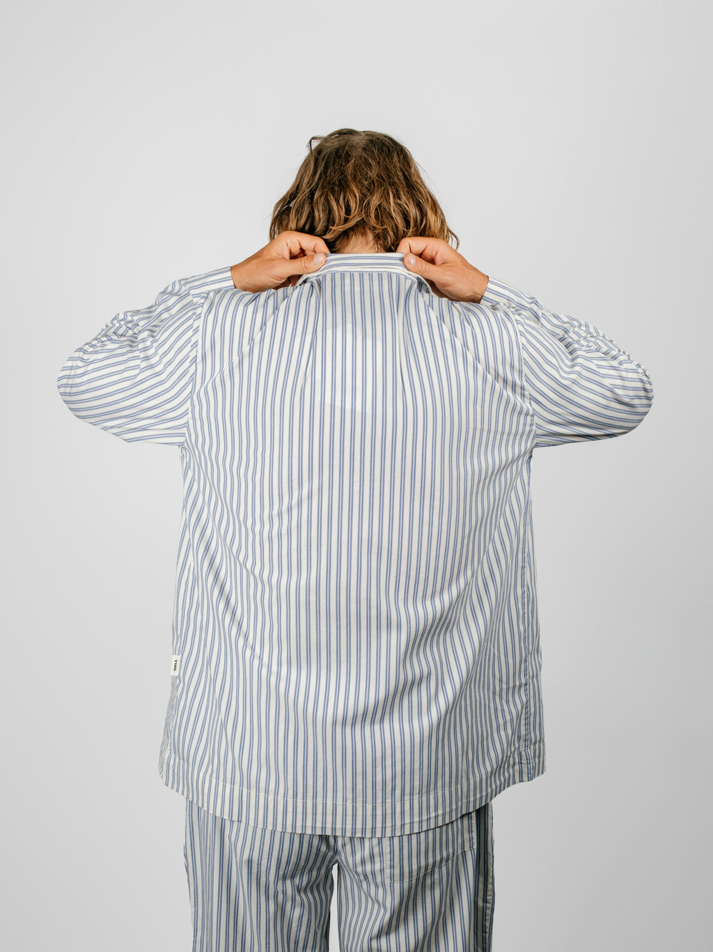 Organic Poplin Striped Sleepwear Long Sleeve Top