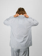 Organic Poplin Striped Sleepwear Long Sleeve Top