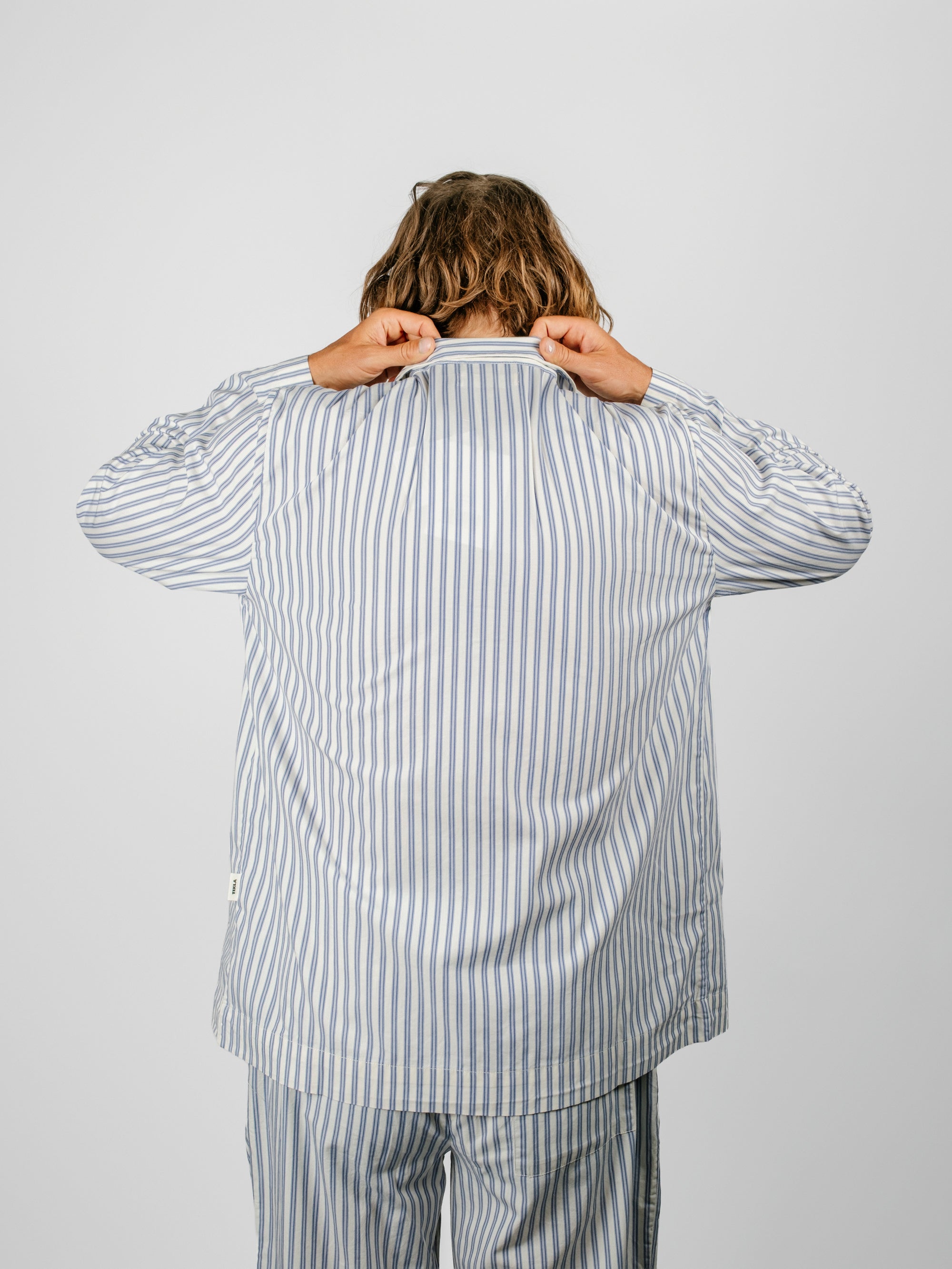 Organic Poplin Striped Sleepwear Long Sleeve Top
