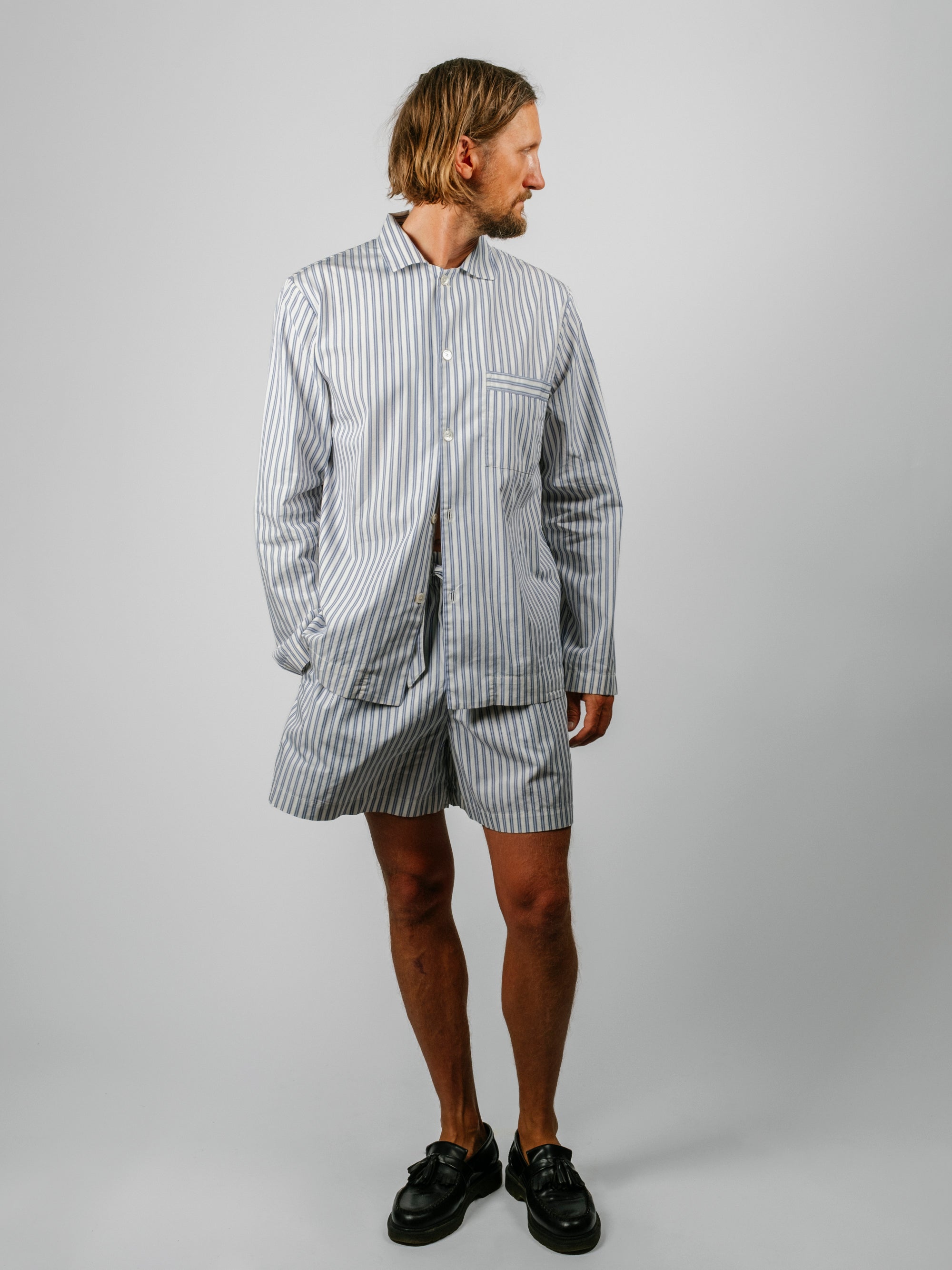 Organic Poplin Striped Sleepwear Short