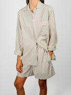 Organic Poplin Striped Sleepwear Long Sleeve Top