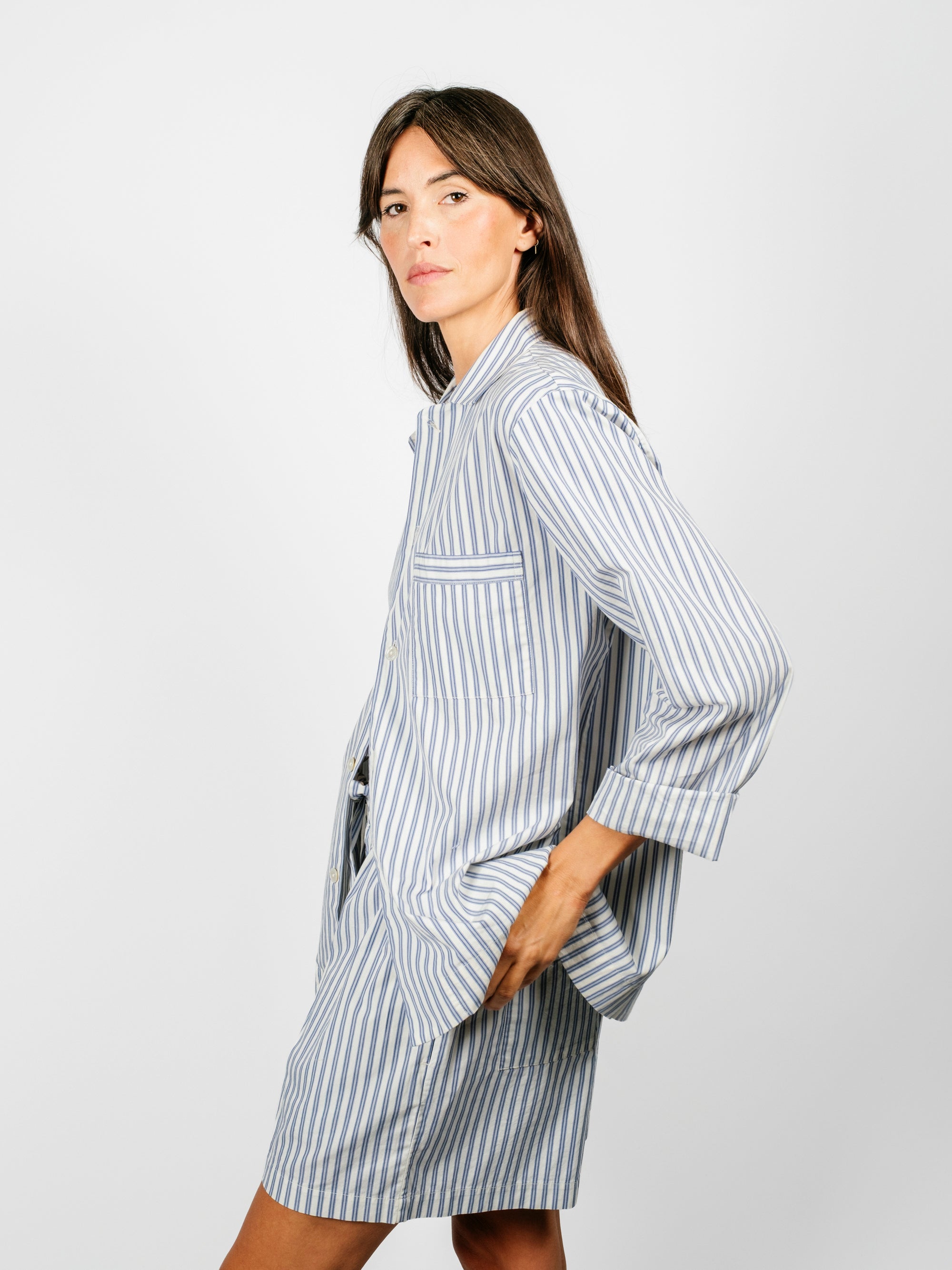 Organic Poplin Striped Sleepwear Short
