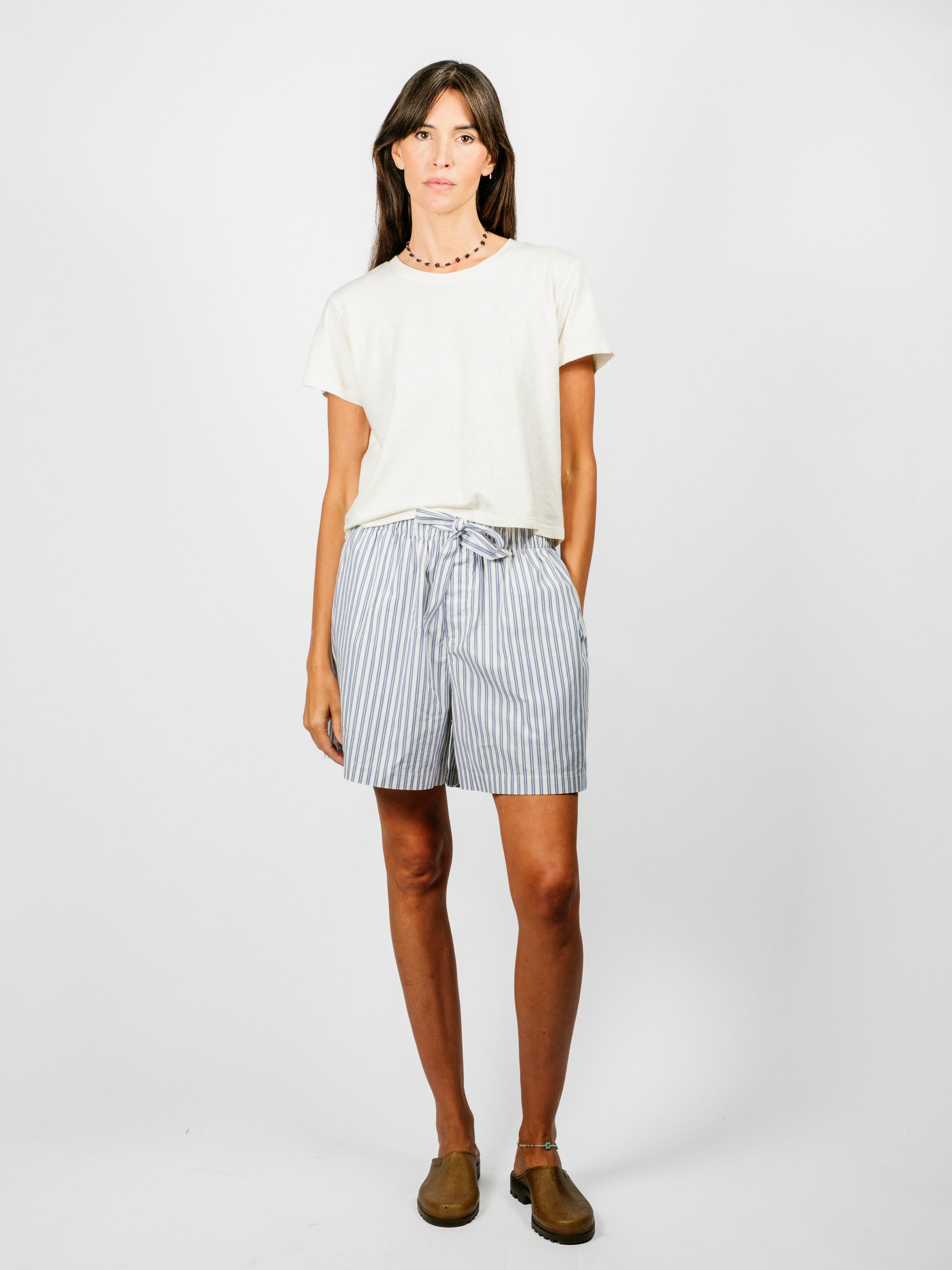 Organic Poplin Striped Sleepwear Short