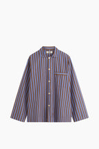 Organic Poplin Striped Sleepwear Long Sleeve Top