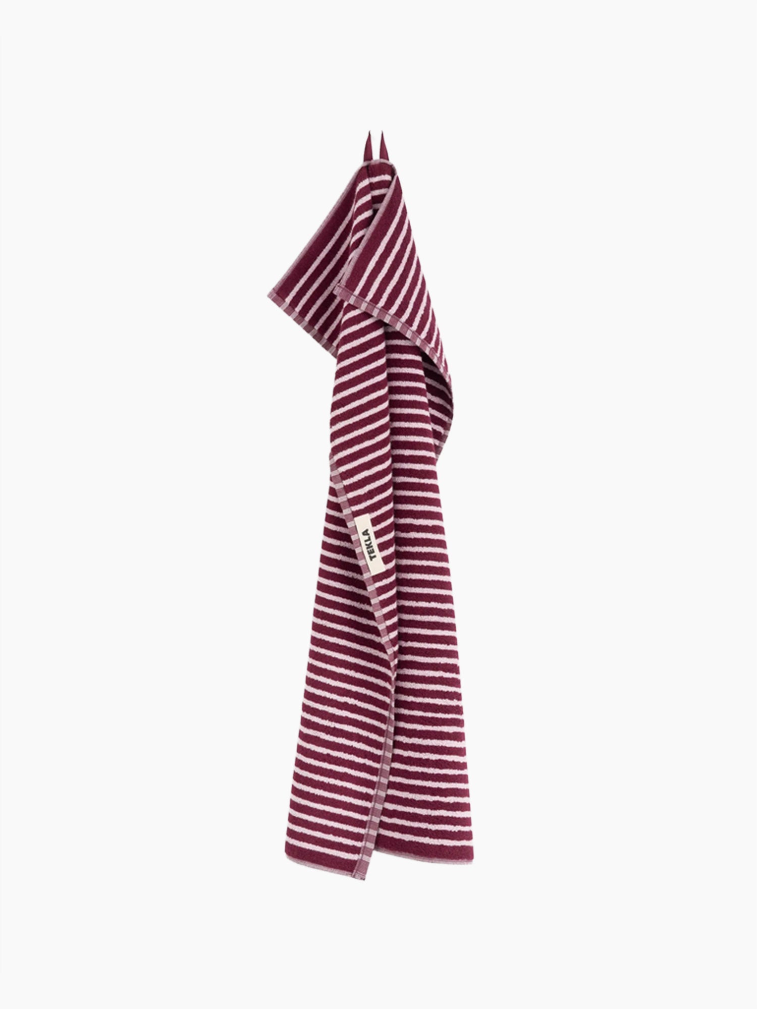 Organic Cotton Striped Towels & Bath Mat | Red & Rose