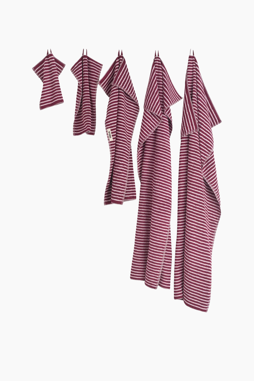 Organic Cotton Striped Towels & Bath Mat | Red & Rose