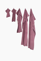 Organic Cotton Striped Towels & Bath Mat | Red & Rose