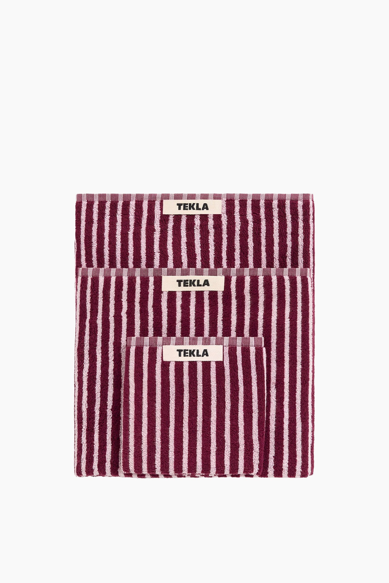 Organic Cotton Striped Towels & Bath Mat | Red & Rose