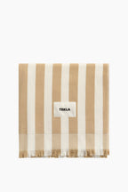 Organic Cotton Terry Beach Towel | Almond Stripe