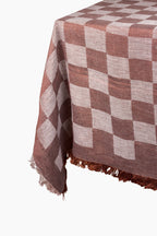 Italian Linen Check Tablecloth | Chocolate Brown | 2 Sizes