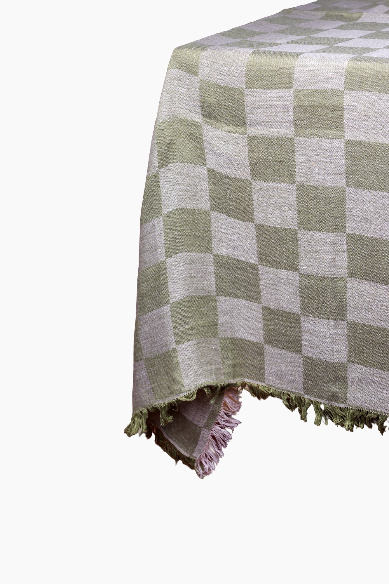 Italian Linen Check Tablecloth | Olive Green | 2 Sizes