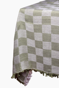 Italian Linen Check Tablecloth | Olive Green | 2 Sizes