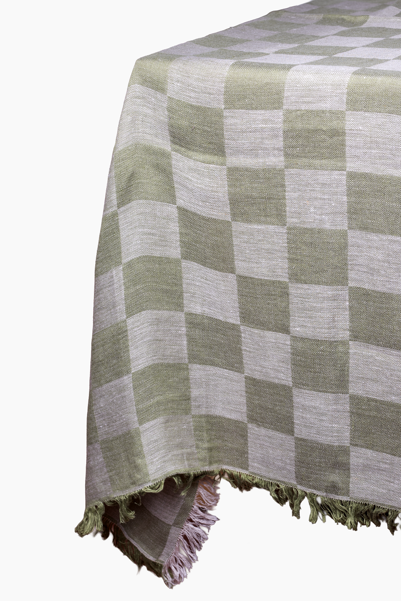 Italian Linen Check Tablecloth | Olive Green | 2 Sizes