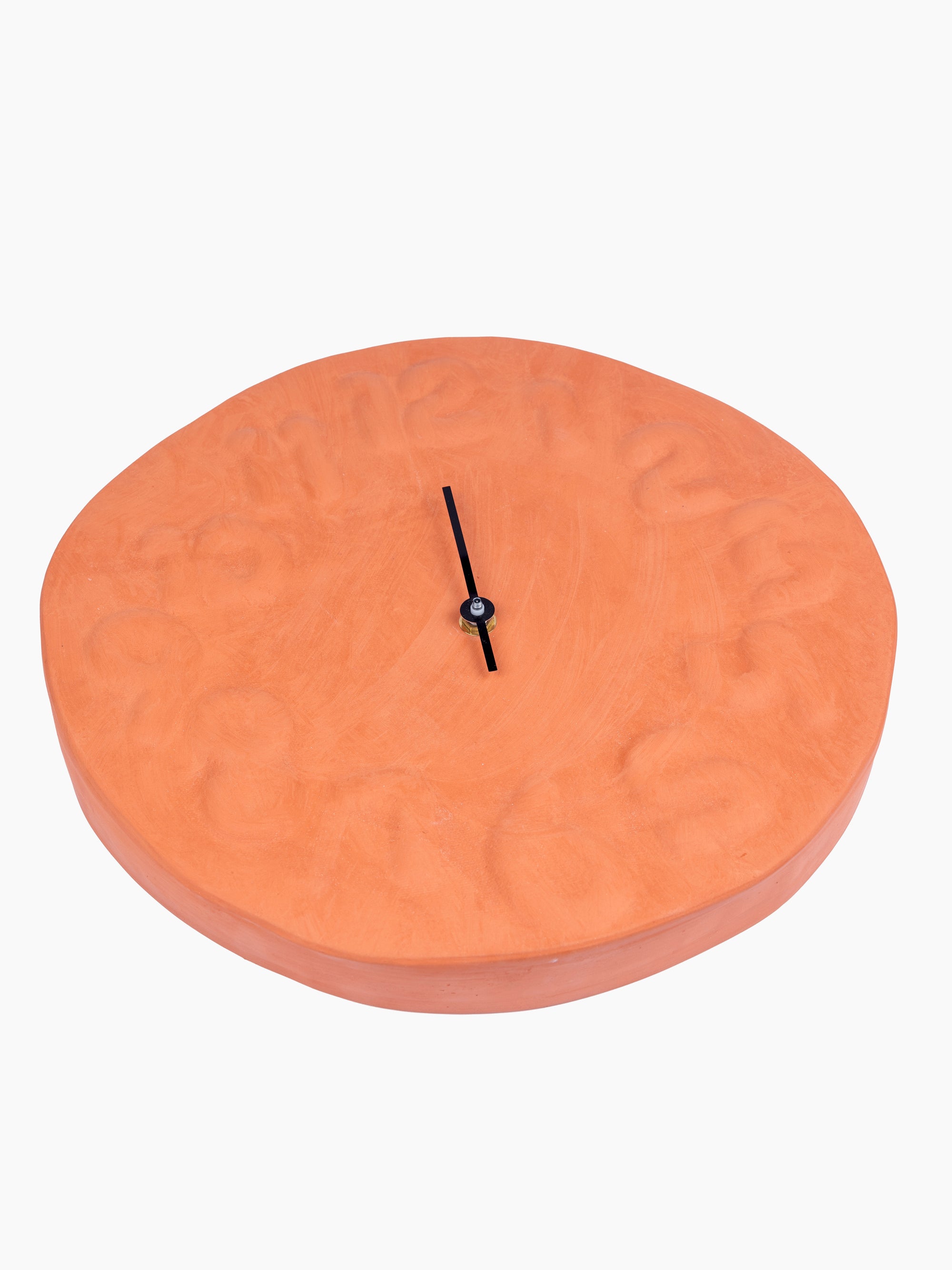 Embossed Numbered Clock in Terracotta