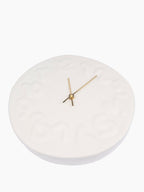 Embossed Numbered Clock in White