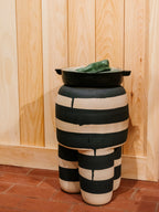 Black Striped Stool