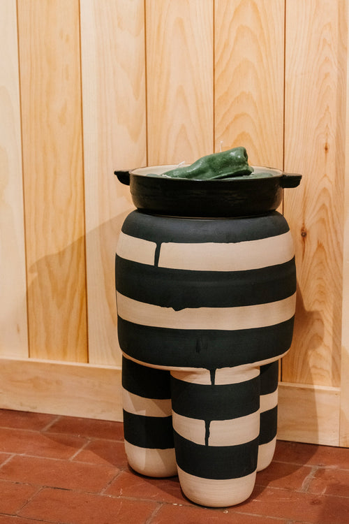 Black Striped Stool