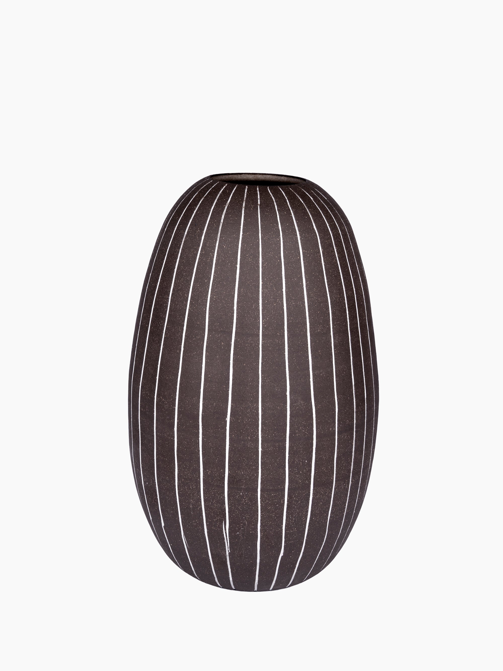Large Dark Pen Striped Vase