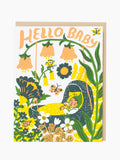 Hello Baby Yellow Bassinet Card