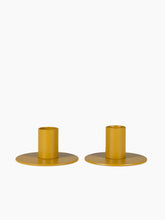 Load image into Gallery viewer, Mustard Metal Candle Holders, Set of 2
