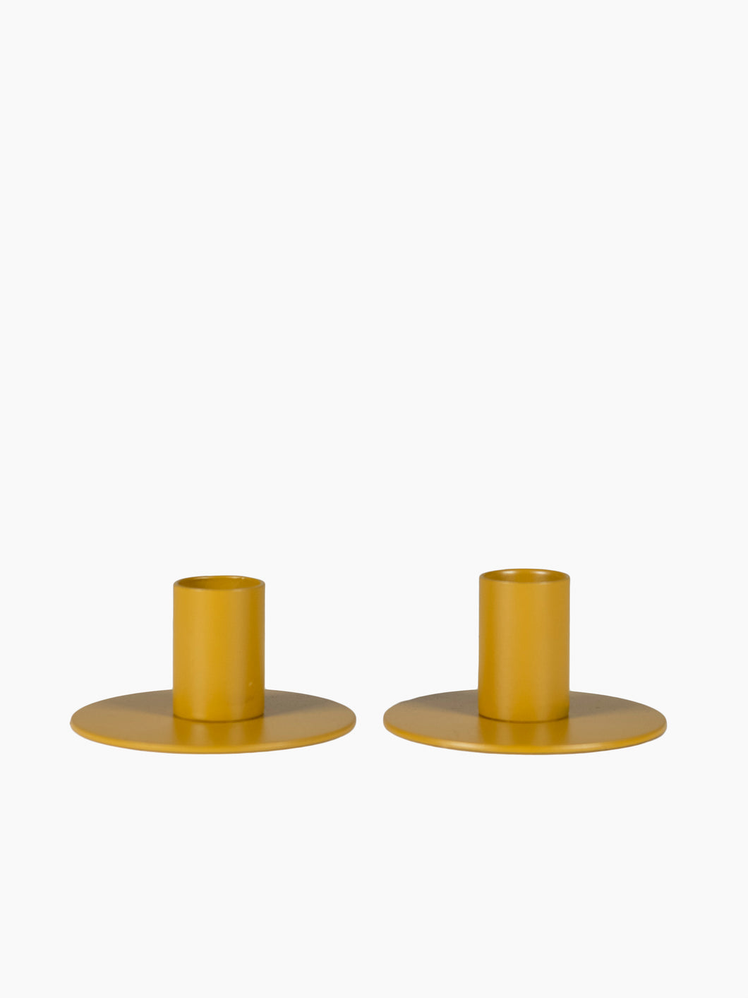 Mustard Metal Candle Holders, Set of 2