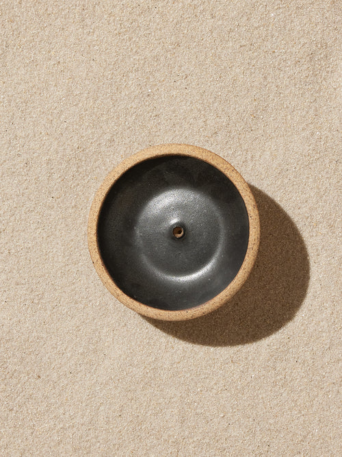 Black Stoneware Incense Holder