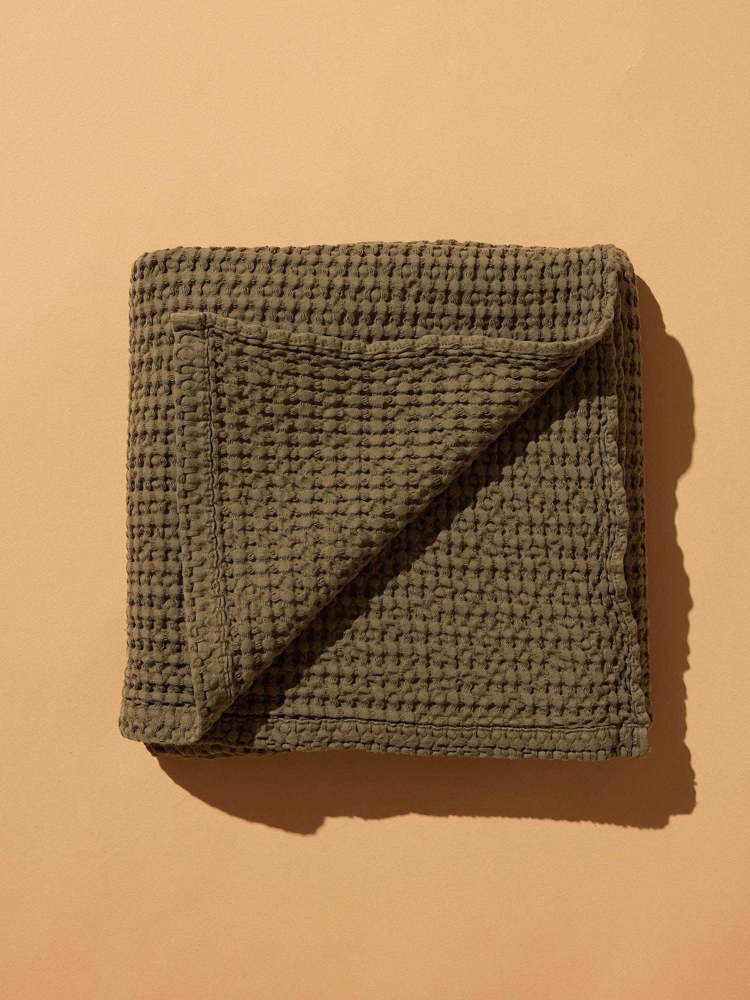 Olive Waffle Bath Towel